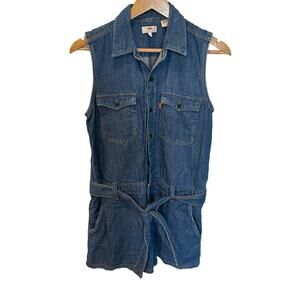 Vintage Levi’s Denim Romper Women XS Blue Orange Tab Retro 70’s Rare Western